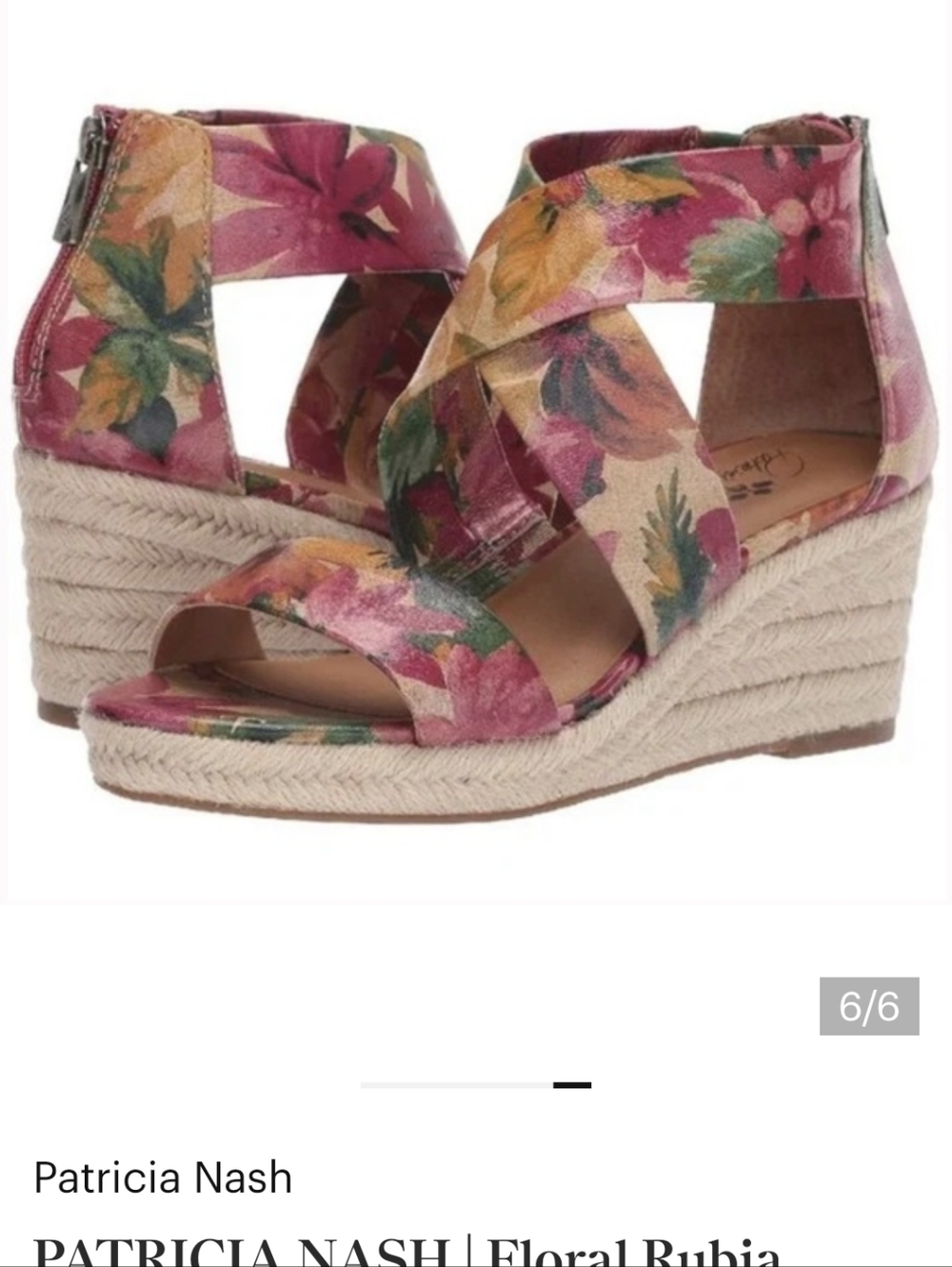 Patricia Nash Multicolor Floral Espadrille Wedge Sandals 6.5